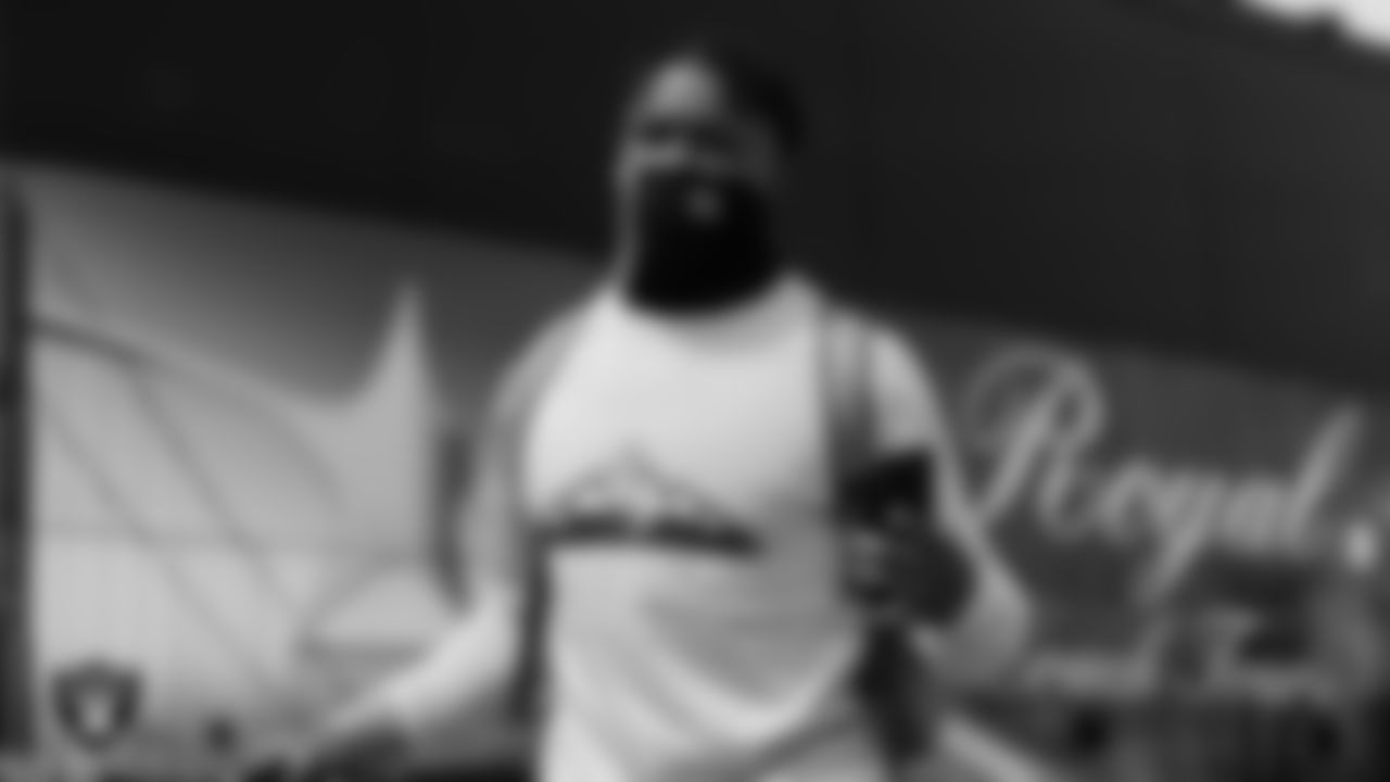 Las Vegas Raiders wide receiver Rico Gafford (10) departs for the regular season away game against the Carolina Panthers.