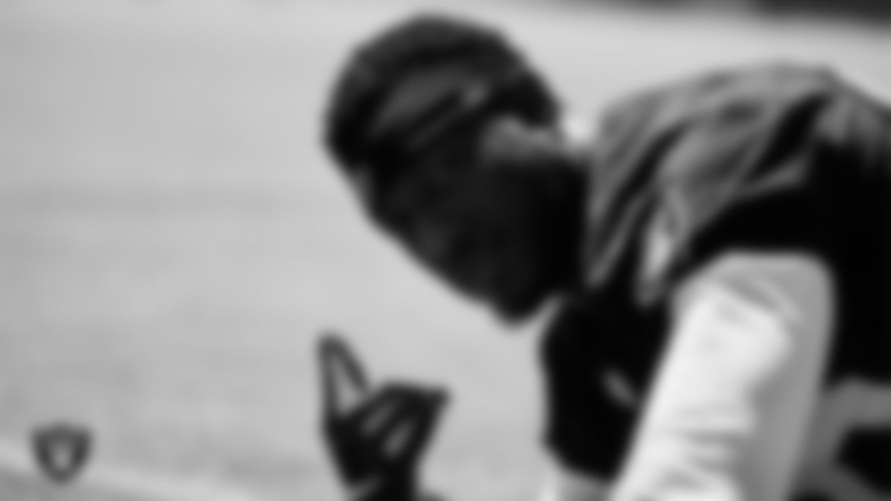 Las Vegas Raiders cornerback Nevin Lawson (26) at an Organized Team Activity (OTA).