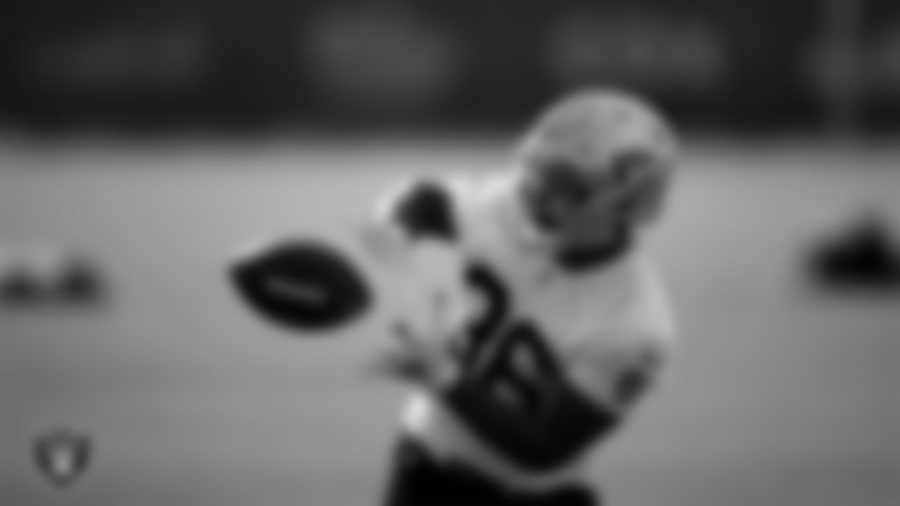 Las Vegas Raiders running back Trey Ragas (36) on the field for Mandatory Minicamp.
