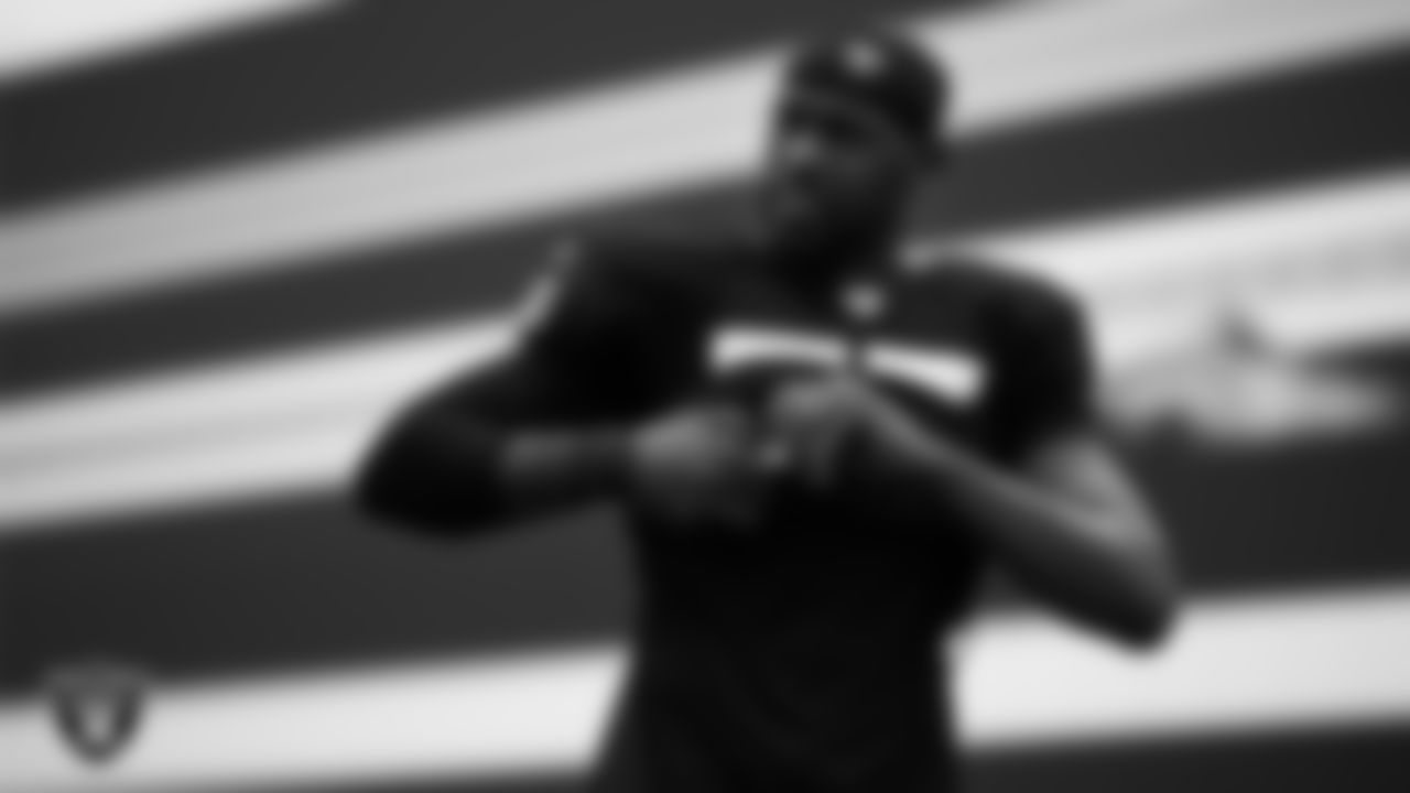 Las Vegas Raiders defensive end Chandler Jones (55) on the field for practice at 2023 Training Camp at Intermountain Health Performance Center.
