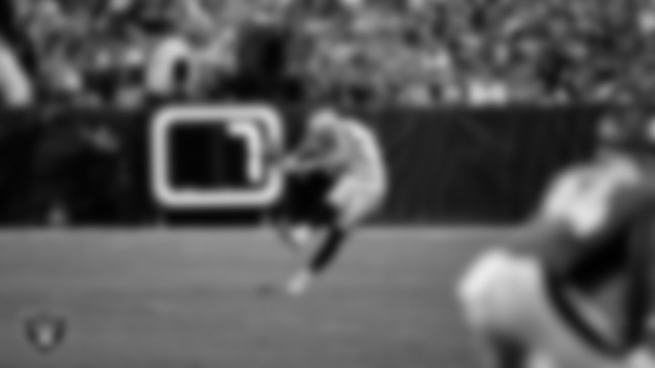 Las Vegas Raiders kicker Daniel Carlson (2) during the regular season away game against the Denver Broncos at Empower Field at Mile High.