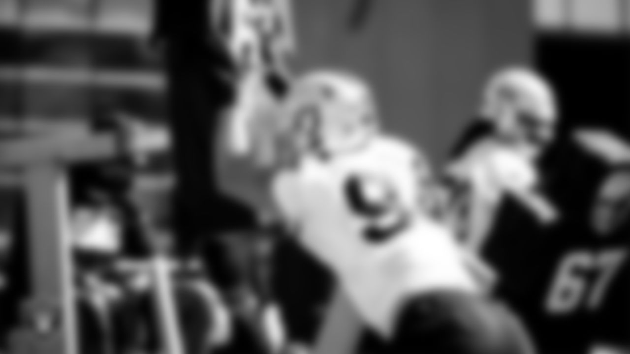 Las Vegas Raiders defensive end Carl Nassib (94) during practice.