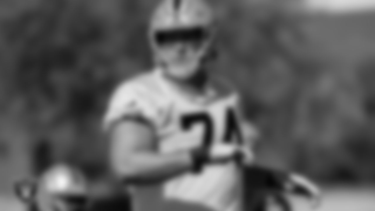Las Vegas Raiders tackle Kolton Miller (74) during practice at Intermountain Healthcare Performance Center.