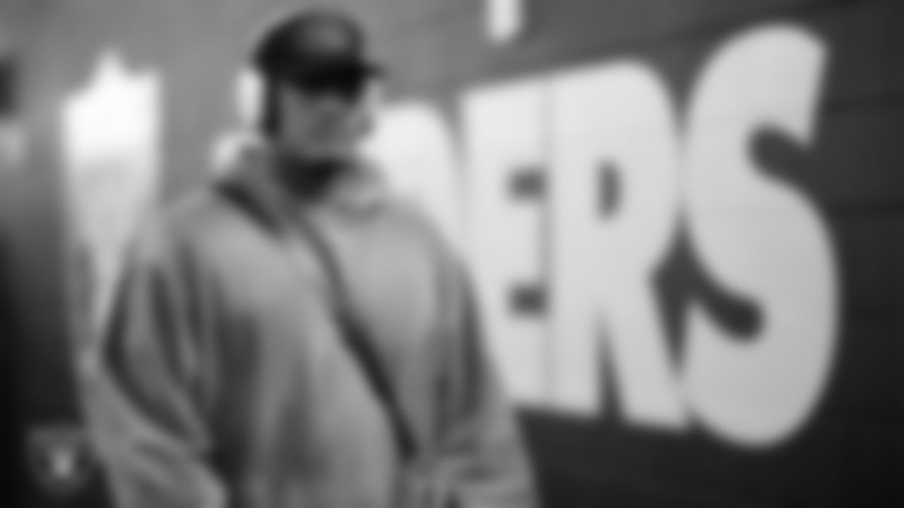 Las Vegas Raiders defensive end Isaac Rochell (96) arrives to the regular season home game against the Green Bay Packers at Allegiant Stadium.