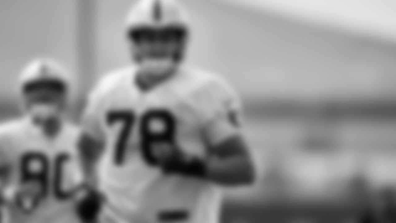Las Vegas Raiders tackle Jackson Barton (78) during practice at Intermountain Healthcare Performance Center.