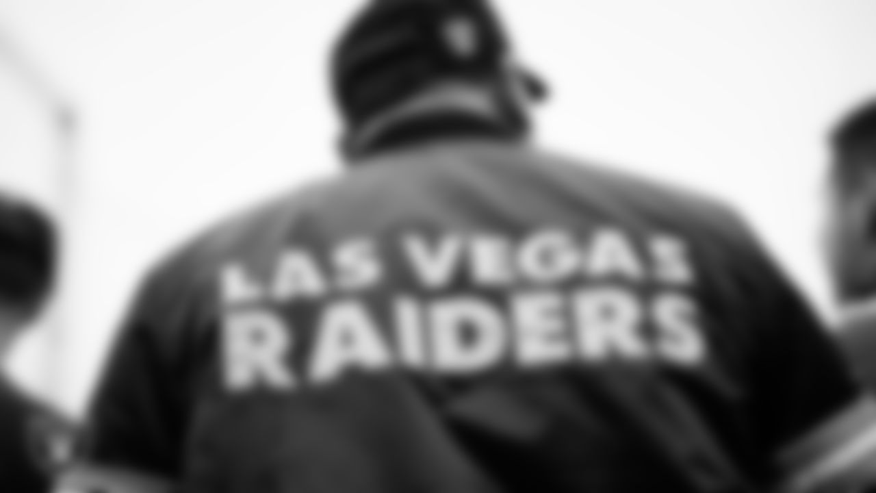 A Las Vegas Raiders fan prior to the first round of the 2023 NFL Draft.
