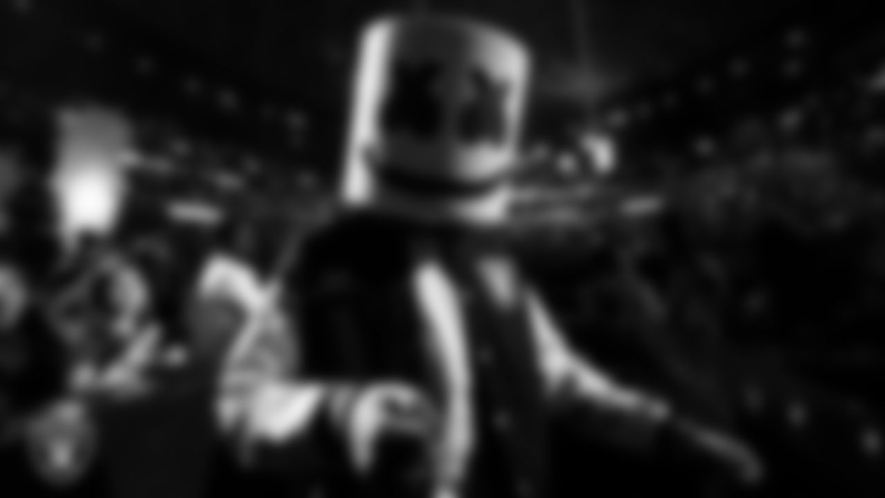 Music producer and DJ Marshmello during halftime at the Las Vegas Raiders regular season home game against the Kansas City Chiefs.