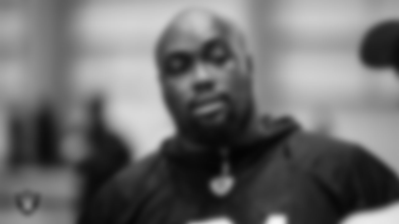 Las Vegas Raiders center Rodney Hudson (61) during practice.