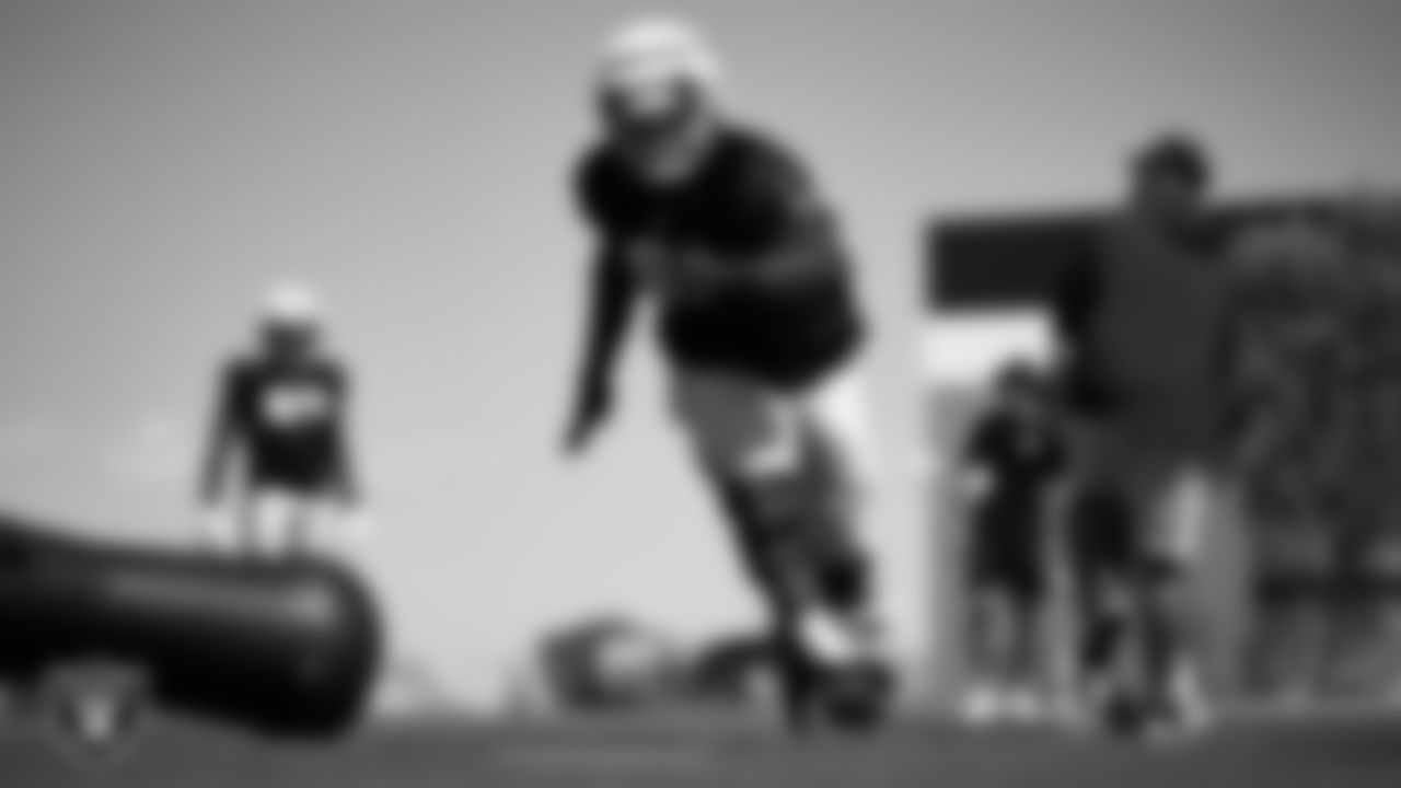 Las Vegas Raiders defensive tackle Bilal Nichols (91) during practice at Intermountain Health Performance Center.