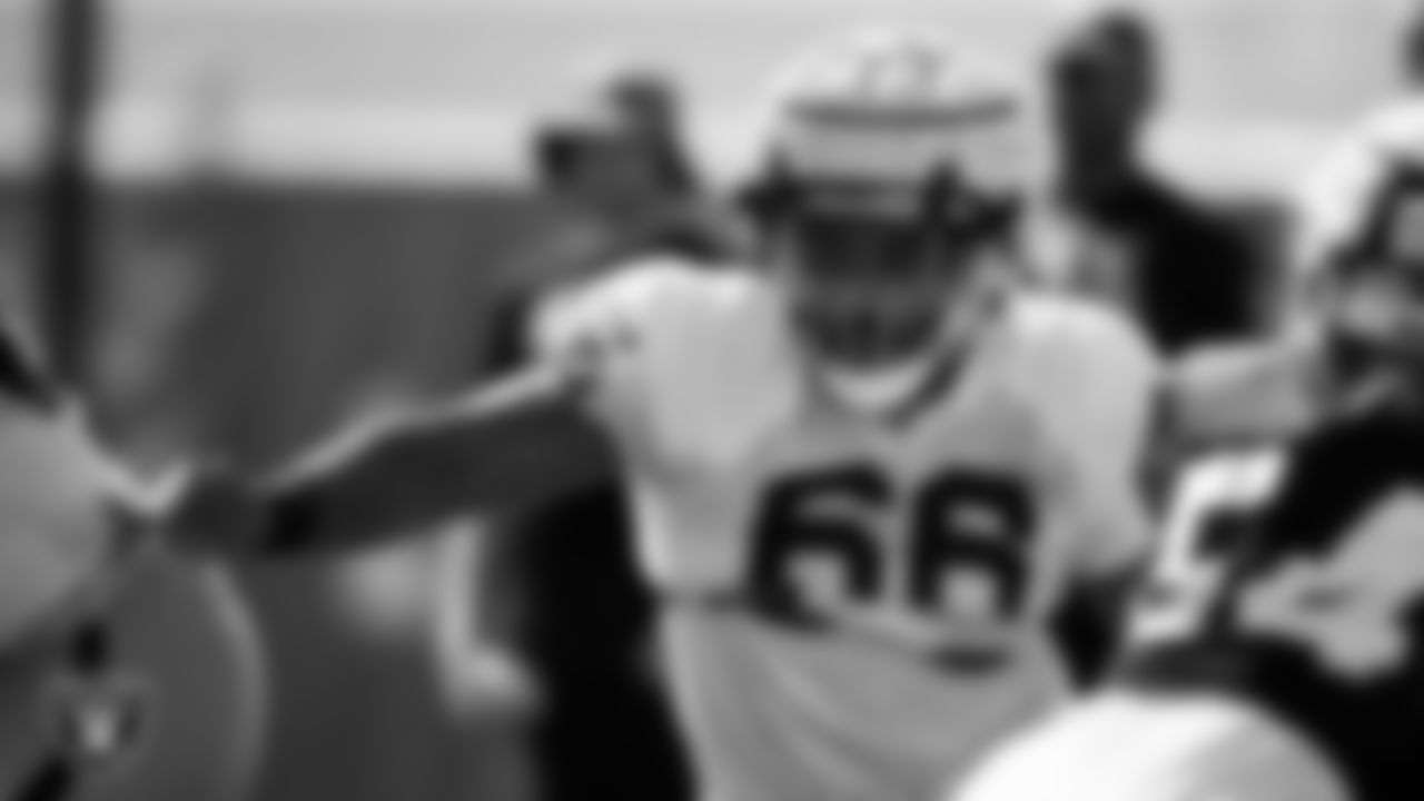 Las Vegas Raiders guard Dylan Parham (66) on the field for practice at 2022 Training Camp at Intermountain Healthcare Performance Center.