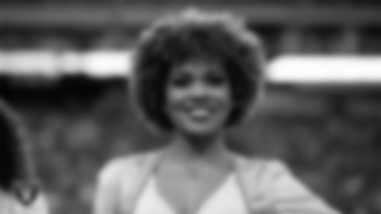 Raiderette Vicky on the field before the regular season home game against the San Francisco 49ers at Allegiant Stadium.