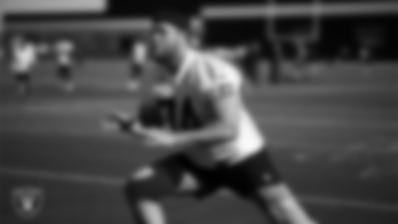 Las Vegas Raiders tackle Kolton Miller (74) during phase two of the offseason program at Intermountain Health Performance Center.
