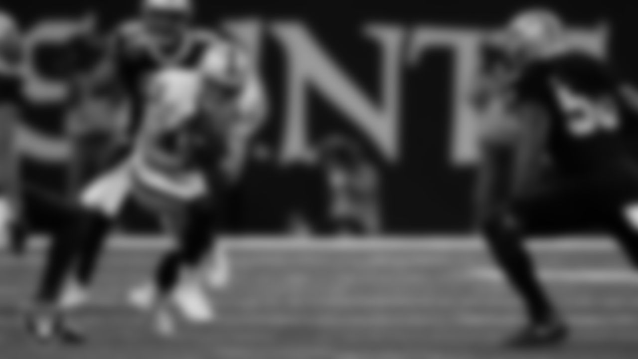 Las Vegas Raiders wide receiver Hunter Renfrow (13) runs after making a catch during the regular season away game against the New Orleans Saints at Caesars Superdome.