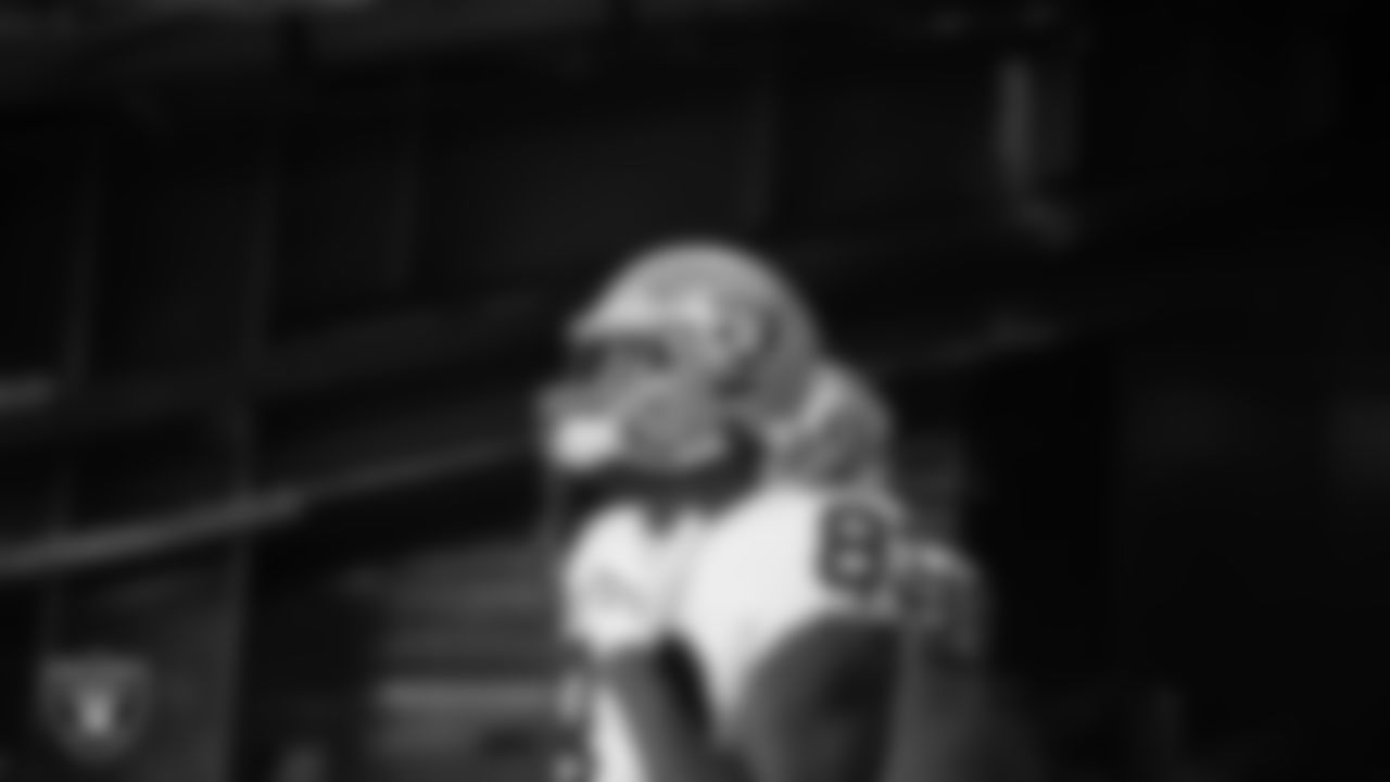 Las Vegas Raiders tight end Darren Waller (83) walks down the tunnel before the regular season away game against the New York Giants.