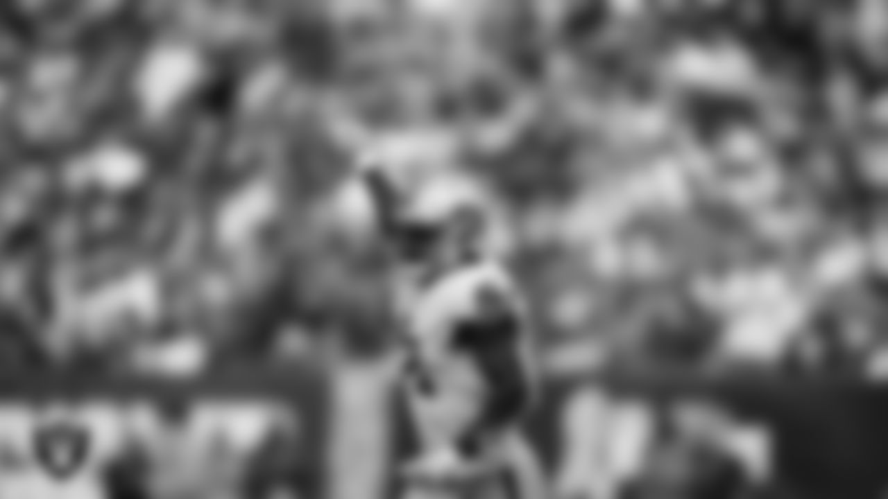 Las Vegas Raiders defensive end Yannick Ngakoue (91) celebrates after sacking the quarterback during the regular season away game against the New York Giants.