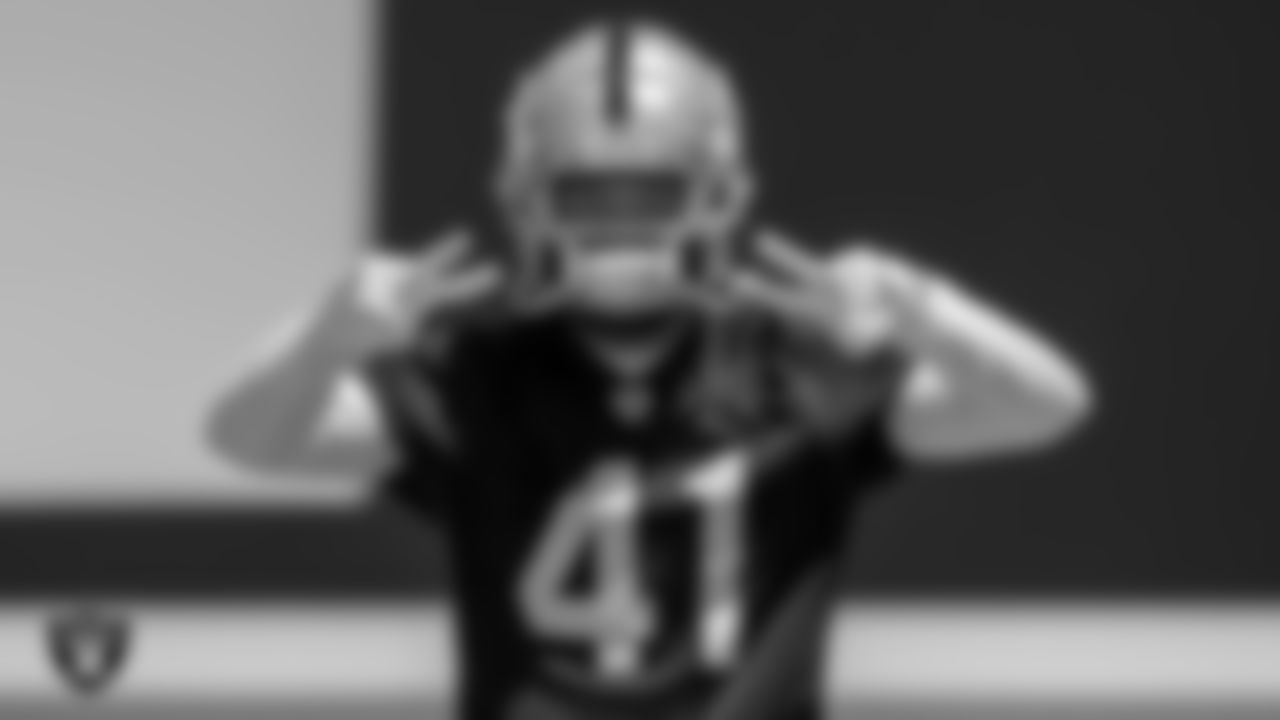 Las Vegas Raiders cornerback TJ Morrison (41) at an Organized Team Activity (OTA).