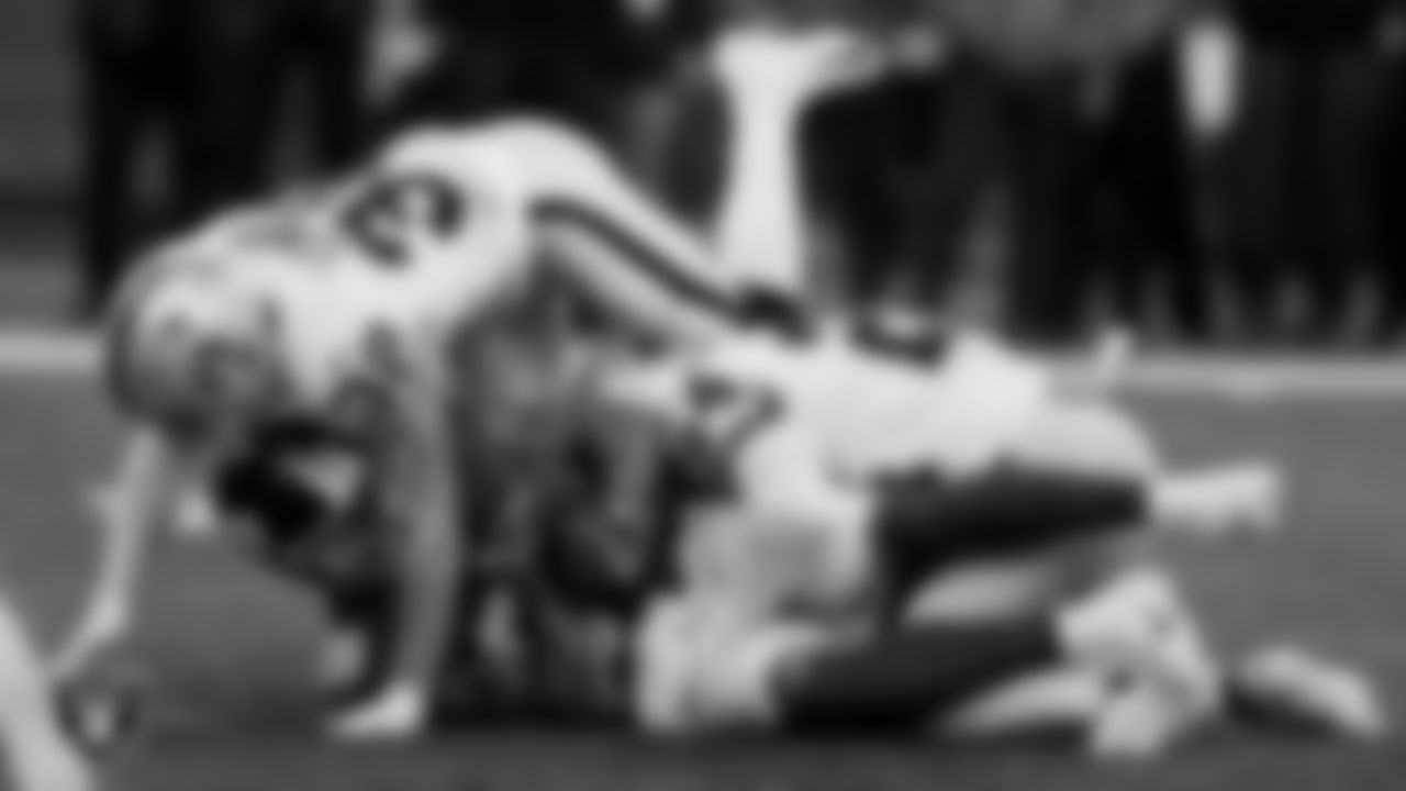 Las Vegas Raiders safety Dallin Leavitt (32) and safety Johnathan Abram (24) during the regular season away game against the New York Giants.