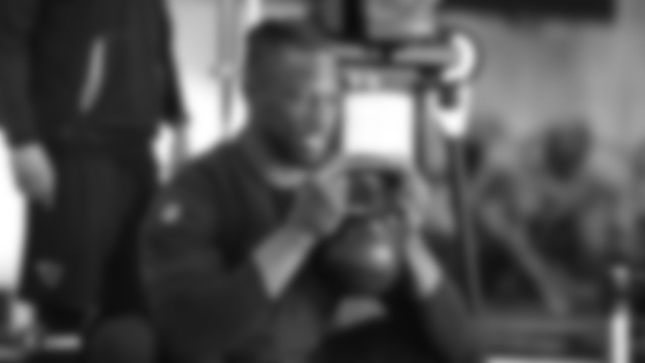 Raiders cornerback Nevin Lawson at a workout during phase one of the offseason program at the Raiders Practice Facility in Alameda, Calif.