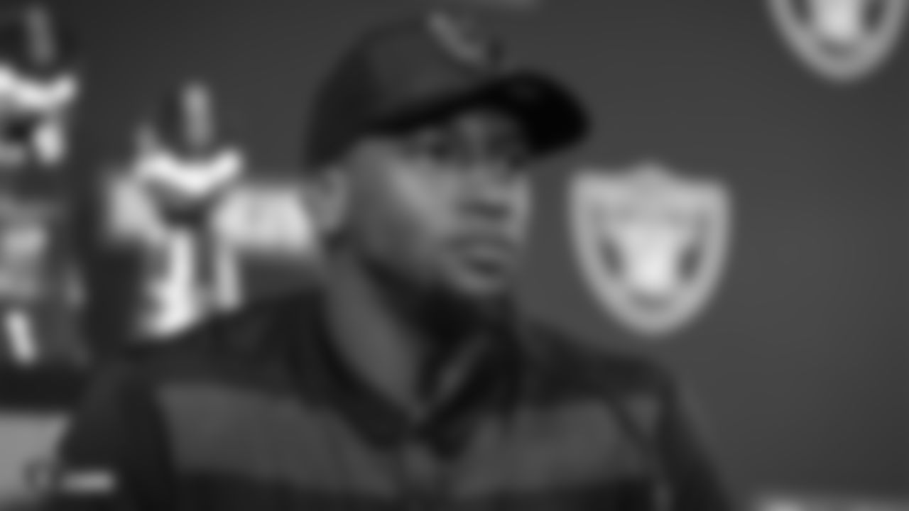 Raiders 1st round draft picks defensive end Clelin Ferrell, running back Josh Jacobs, and safety Johnathan Abram at a press conference following their selection in the 2019 NFL Draft at the Raiders Practice Facility in Alameda, Calif.