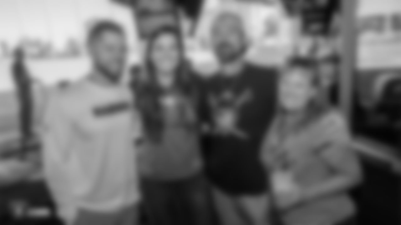 Raiders staff, alumni, sales, construction partners, and members of the Las Vegas Raiders Family Association (LVRFA) enjoy a watch party during the Raiders regular season game against the Indianapolis Colts.