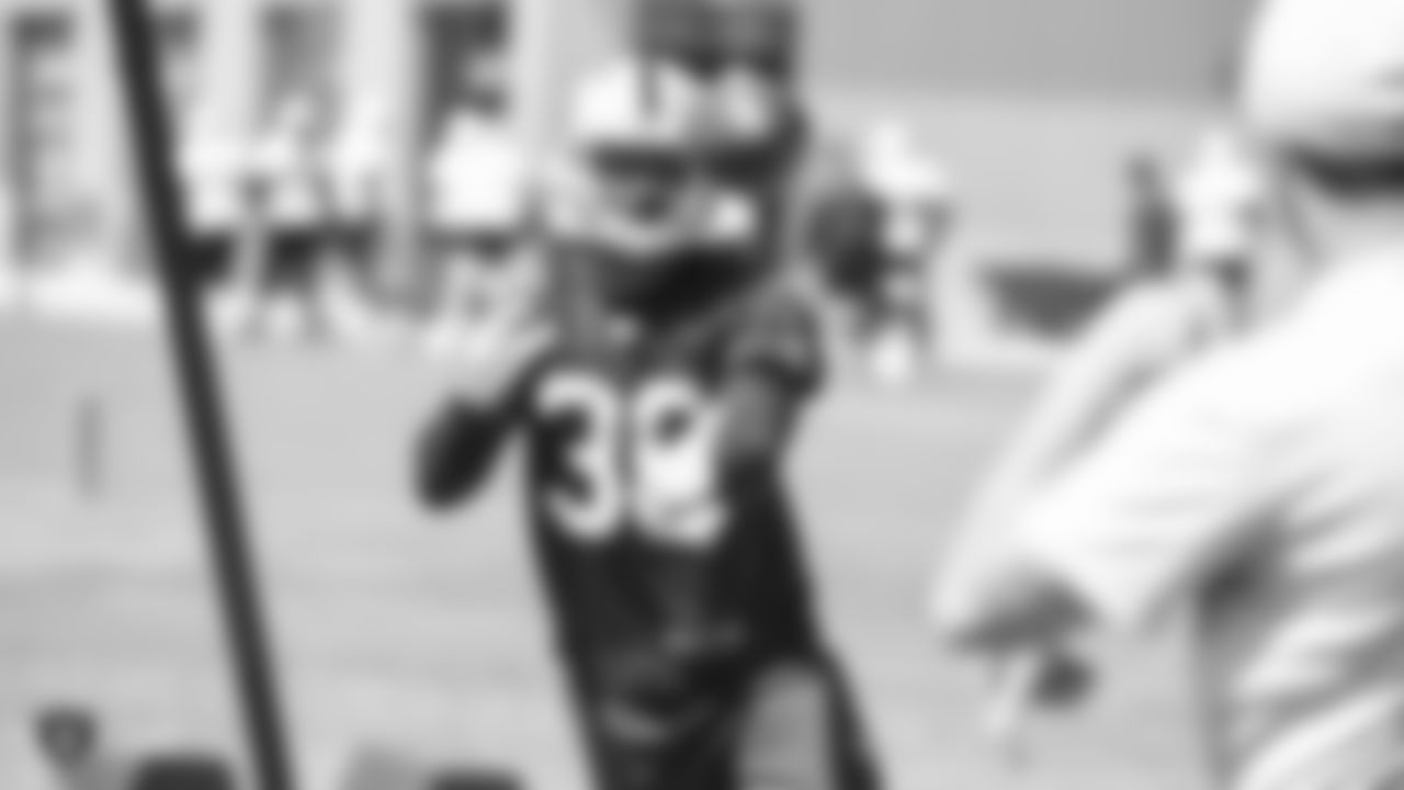 Raiders cornerback Montrel Meander (36) at an Organized Team Activity (OTA) at the Raiders Practice Facility in Alameda, Calif.