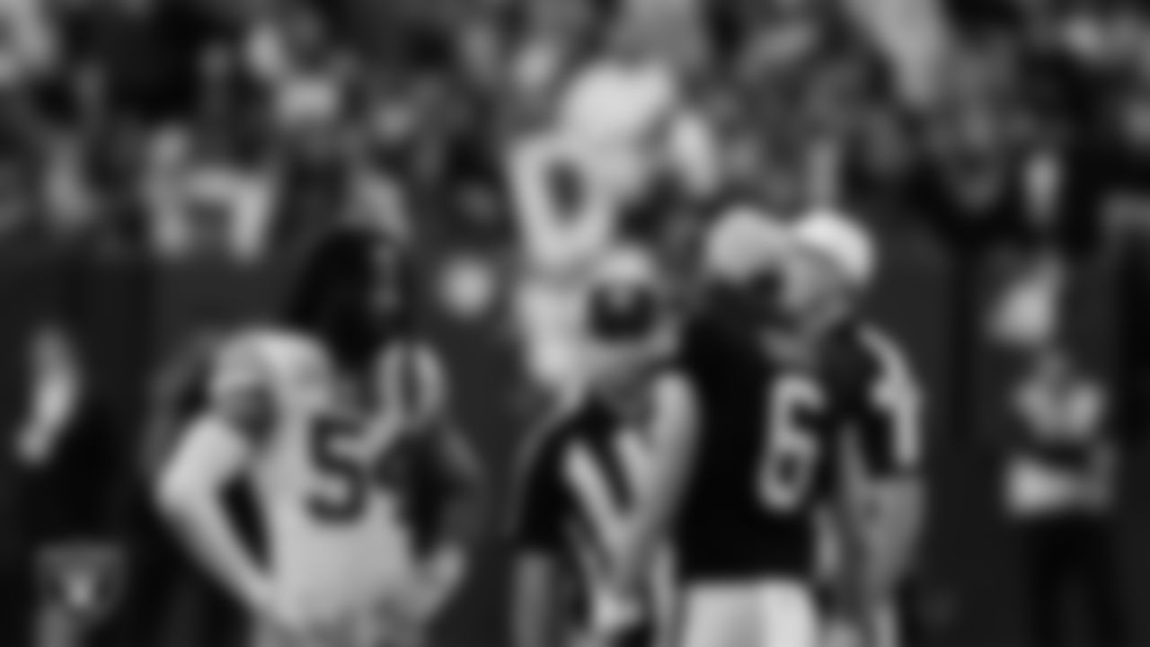 Las Vegas Raiders punter AJ Cole (6) during the coin toss before the start of overtime during the regular season home game against the San Francisco 49ers at Allegiant Stadium.