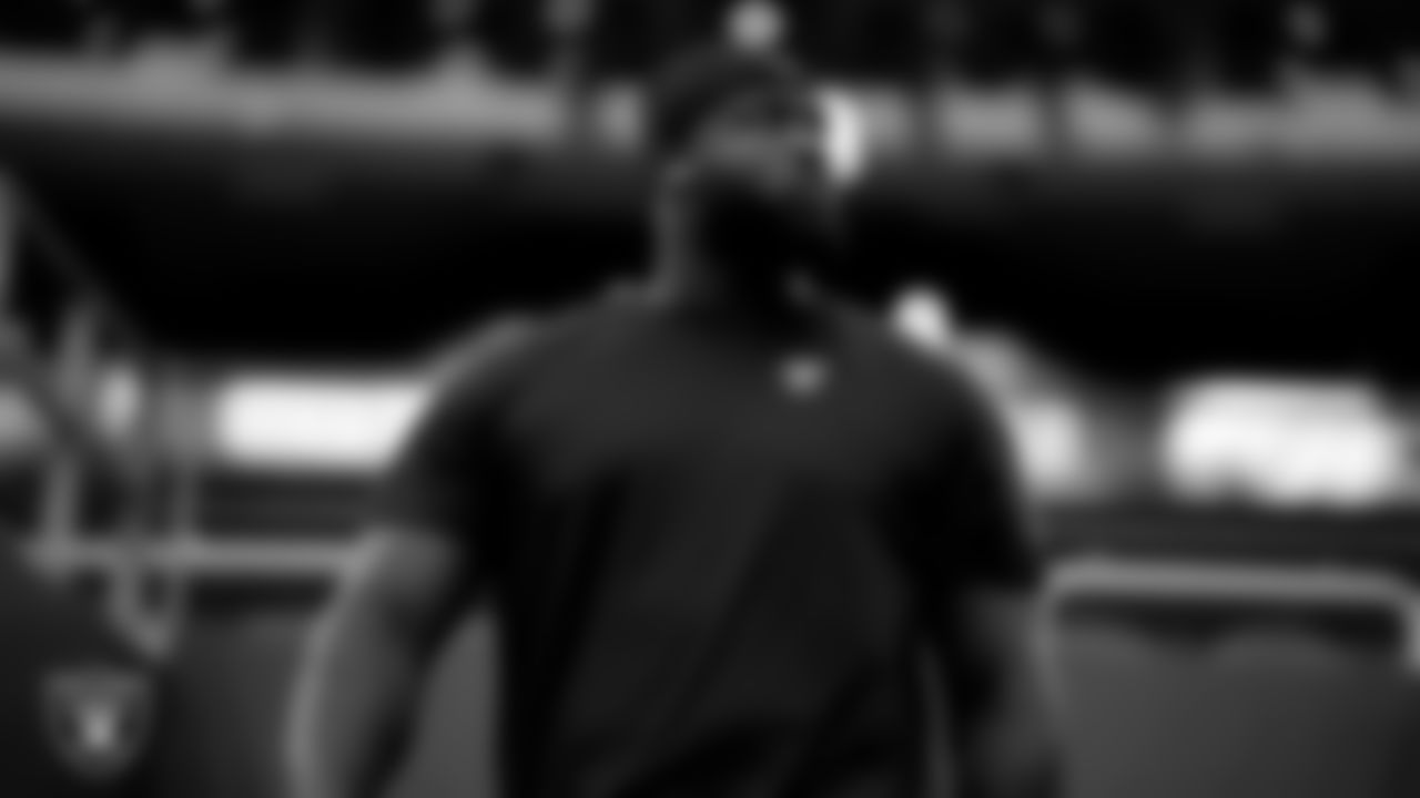 Las Vegas Raiders defensive tackle Matthew Butler (94) walks down the tunnel before the preseason away game against the Dallas Cowboys at AT&T Stadium.