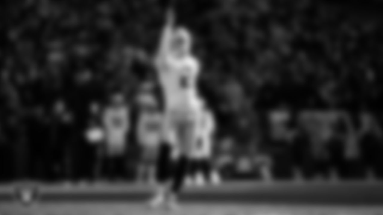 Las Vegas Raiders kicker Daniel Carlson (2) kicks off during the regular season away game against the Seattle Seahawks at Lumen Field.