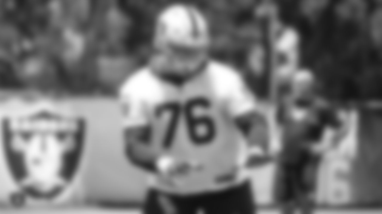 Raiders tackle Tyler Roemer (76) at a Mandatory Minicamp at the Raiders Practice Facility in Alameda, Calif.