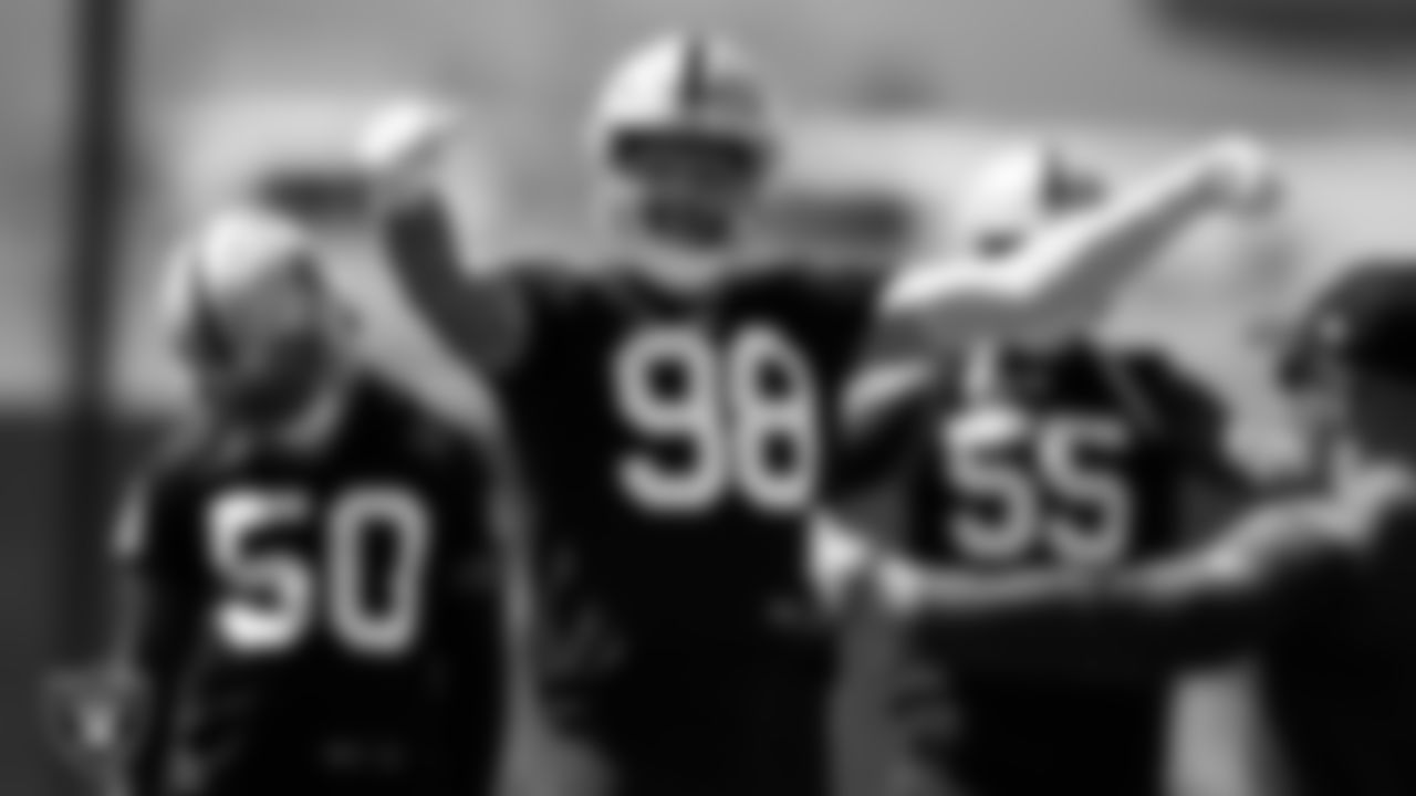 Las Vegas Raiders defensive end Maxx Crosby (98) at an Organized Team Activity (OTA).