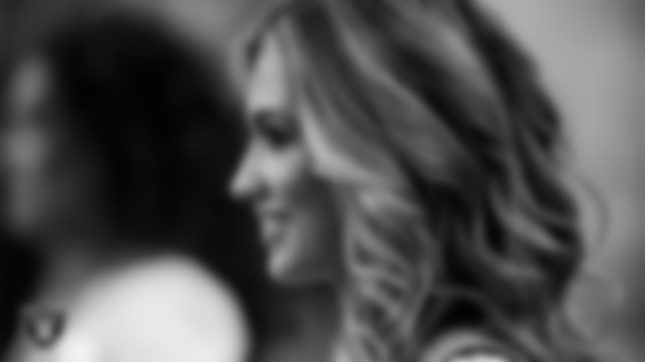 Raiderette Taylor on the sidelines during the regular season home game against the Arizona Cardinals at Allegiant Stadium.