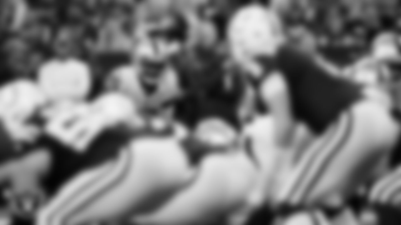 Las Vegas Raiders cornerback Brandon Facyson (35) eyes the quarterback during the regular season away game against the Indianapolis Colts.