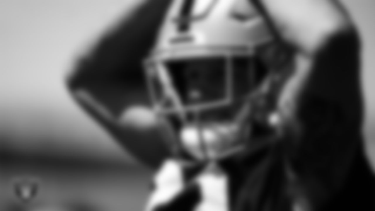 Las Vegas Raiders safety Dallin Leavitt (32) at an Organized Team Activity (OTA).