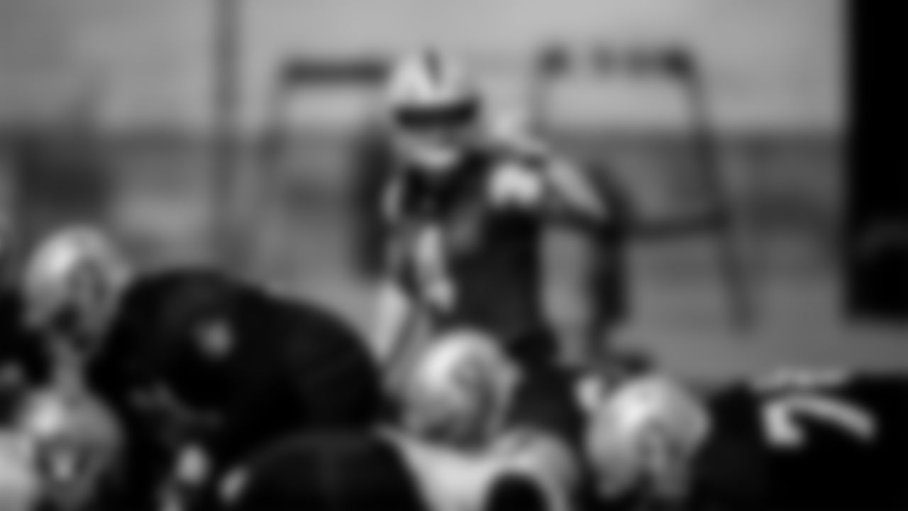 Las Vegas Raiders quarterback Derek Carr (4) during practice.