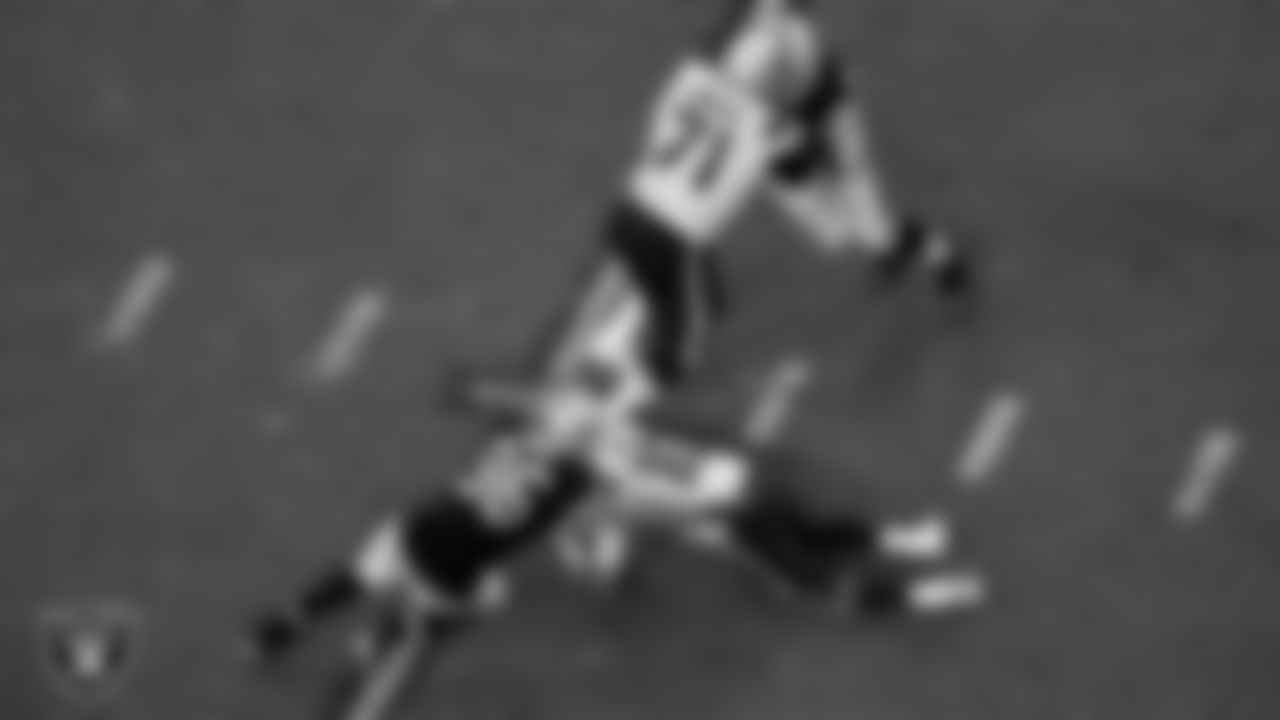 Las Vegas Raiders defensive end Tashawn Bower (96) during the preseason home game against the New England Patriots at Allegiant Stadium.
