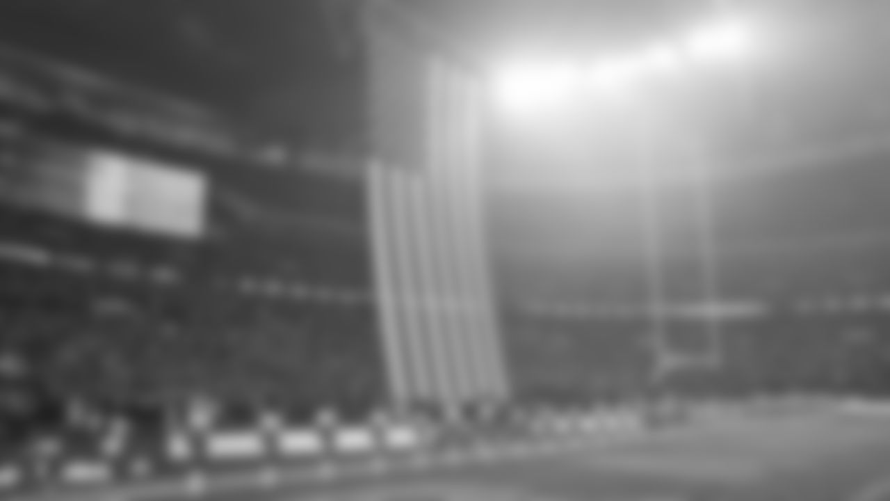The Raiderettes during the national anthem before the Oakland Raiders game against the Seattle Seahawks at Wembley Stadium, Sunday, October 14, 2018, in London, England. The Oakland Raiders lost 27-3.