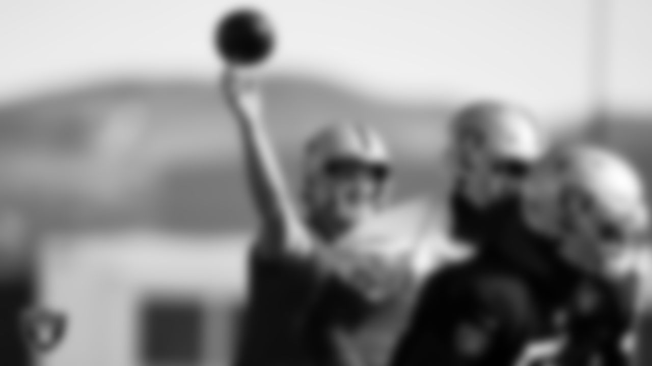 Las Vegas Raiders quarterback Derek Carr (4) during practice at Intermountain Healthcare Performance Center.