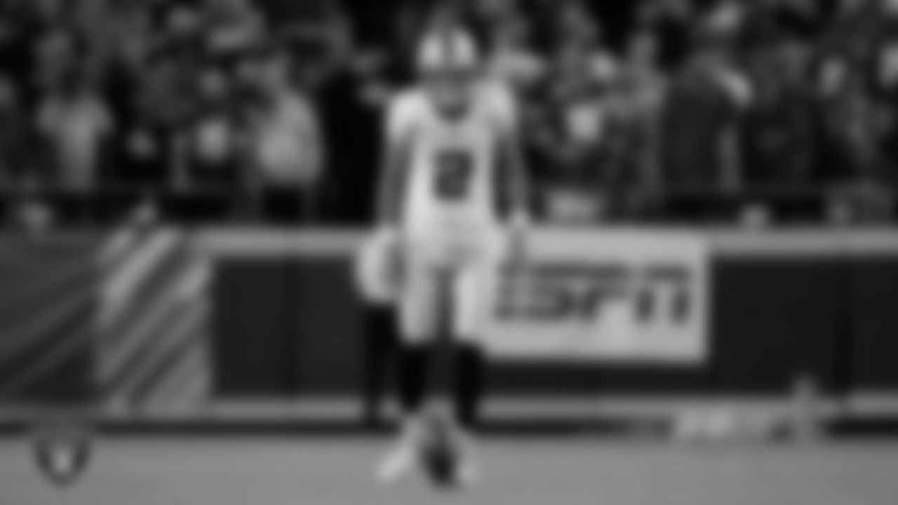 Las Vegas Raiders kicker Daniel Carlson (2) during the regular season away game against the Kansas City Chiefs at GEHA Field at Arrowhead Stadium.