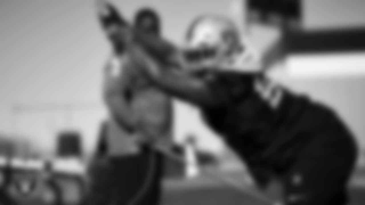 Las Vegas Raiders defensive lineman Neil Farrell Jr. (92) during practice at Intermountain Healthcare Performance Center.