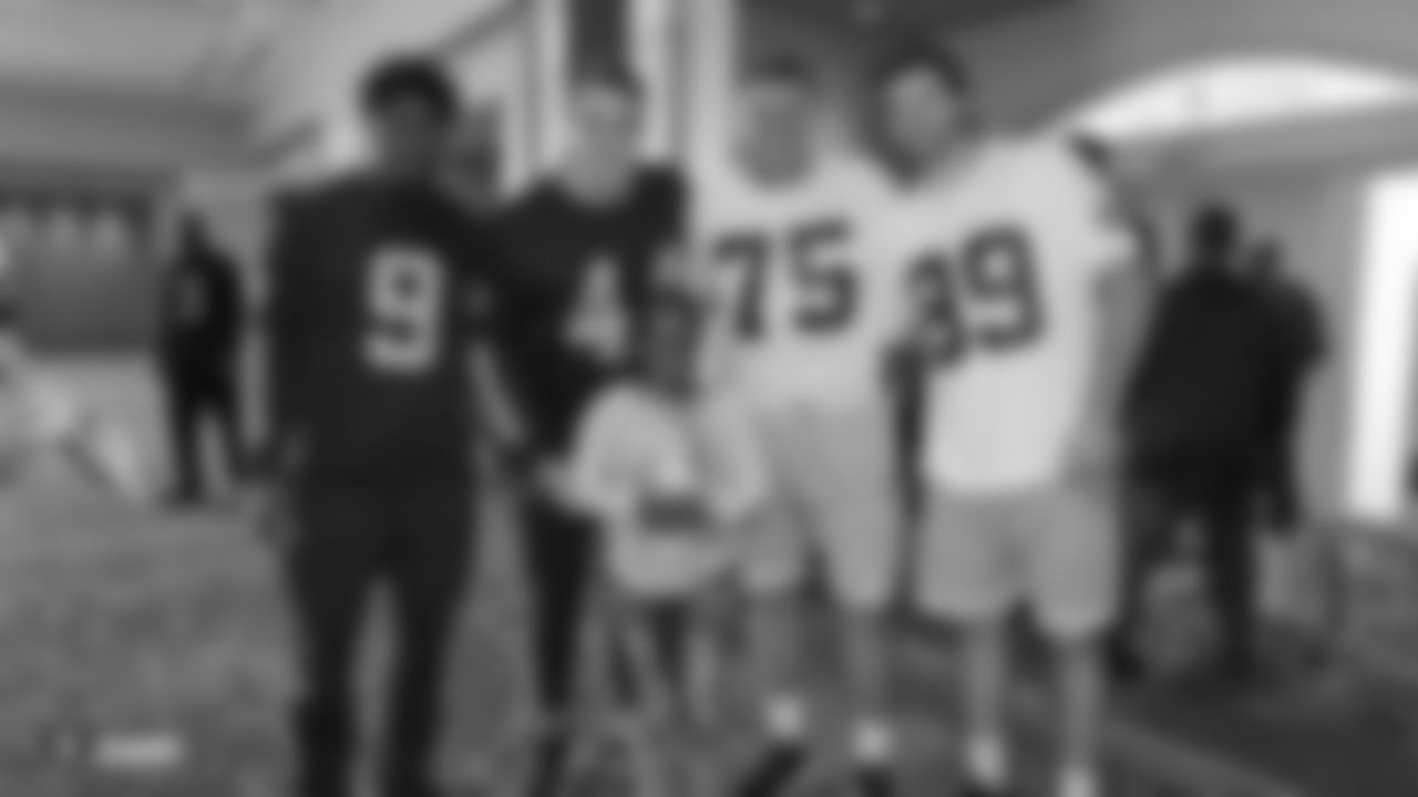 Notre Dame linebacker Te\'92Von Coney (9), Boston College defensive lineman Zach Allen (44), Boston College offensive lineman Chris Lindstorm (75), and Boston College tight end Tommy Sweeney (89) at a walk through on Day 4 of the 2019 Senior Bowl at Renaissance Hotel, Friday, January 25, 2019, in Mobile, Alabama.