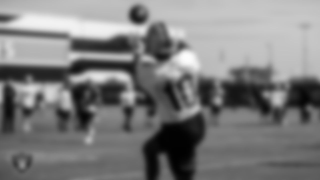 Las Vegas Raiders wide receiver Rico Gafford (10) during practice.