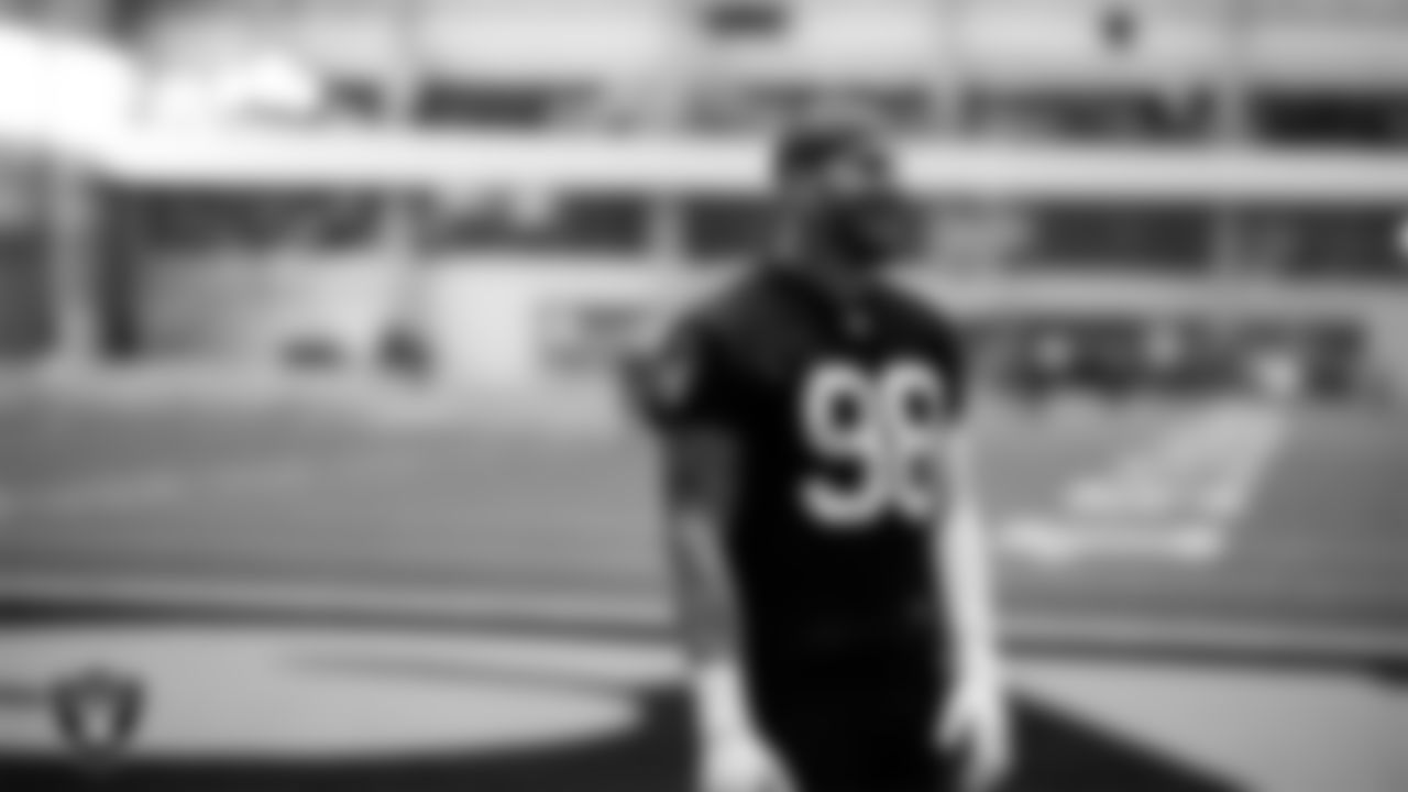 Las Vegas Raiders defensive end Maxx Crosby (98) on the field for practice at 2022 Training Camp at Intermountain Healthcare Performance Center.