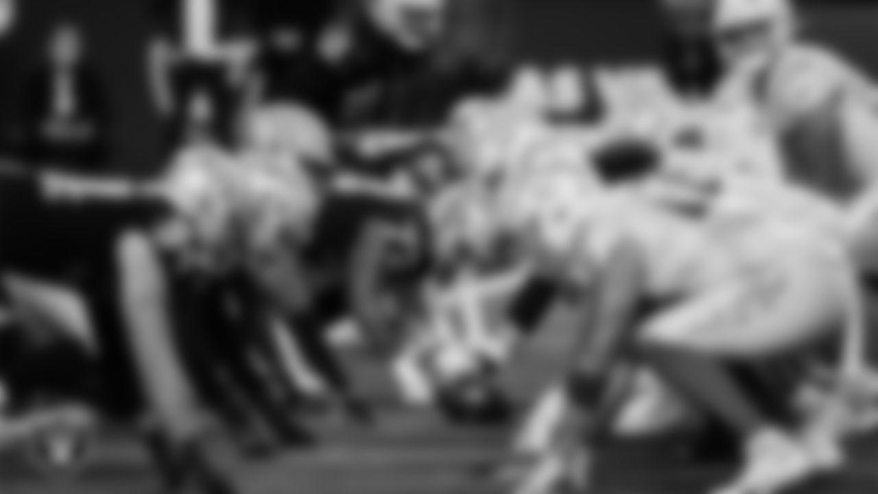 Las Vegas Raiders defensive tackle Maurice Hurst (73) lines up before the snap during the regular season home game against the Los Angeles Chargers.