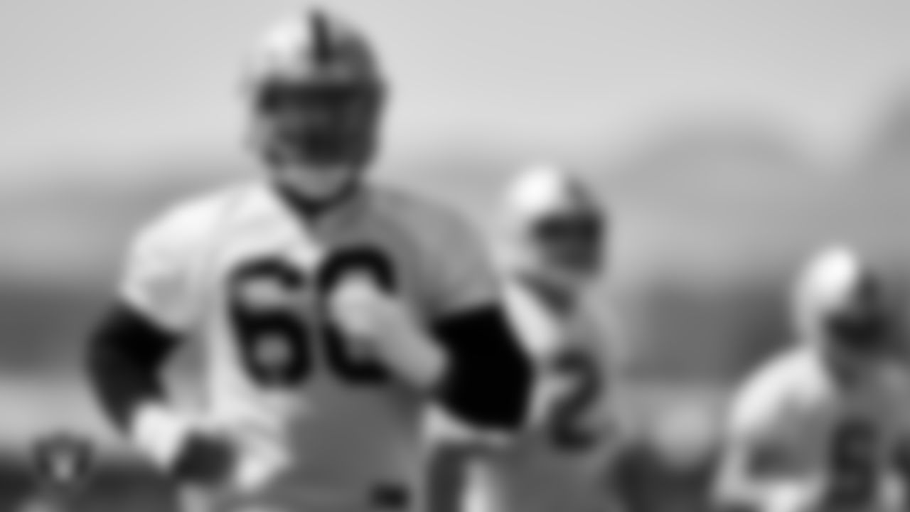 Las Vegas Raiders center Andre James (68) during Day Three of 2022 Veteran Minicamp.