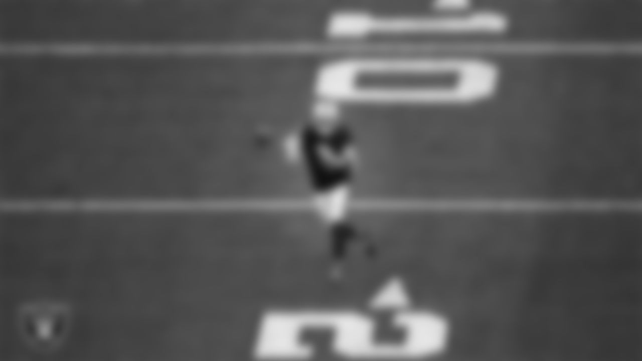 Las Vegas Raiders quarterback Derek Carr (4) passes during the regular season home game against the Houston Texans at Allegiant Stadium.