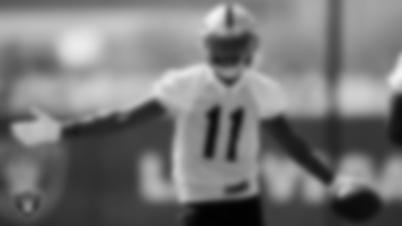 Las Vegas Raiders wide receiver Demarcus Robinson (11) during Day One of 2022 Veteran Minicamp.