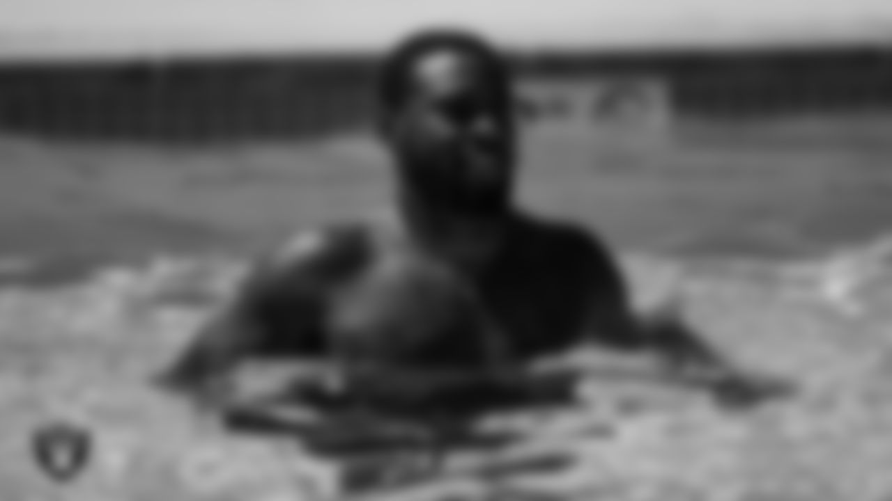 Las Vegas Raiders wide receiver De'Mornay Pierson-El (17) in the pool for a workout at 2020 Training Camp.