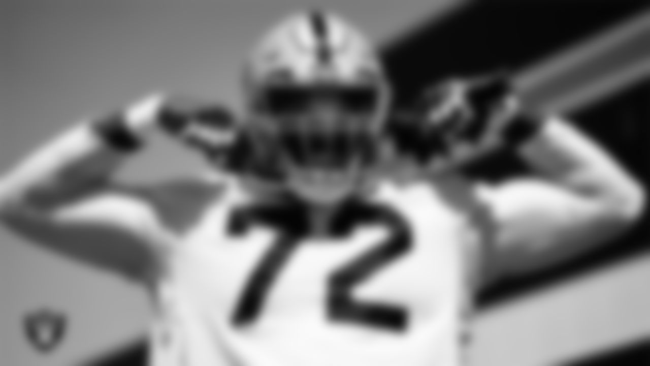 Las Vegas Raiders offensive lineman Jaryd Jones-Smith (72) at an Organized Team Activity (OTA).