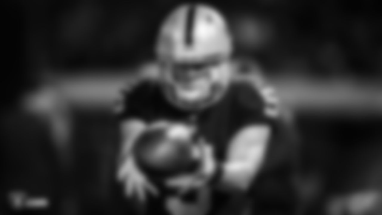 Oakland Raiders punter Johnny Townsend (5) during The Oakland Raiders game against the Detroit Lions at Oakland-Alameda County Coliseum, Friday, August 10, 2018, in Oakland, California. The Oakland Raiders won 16-10.