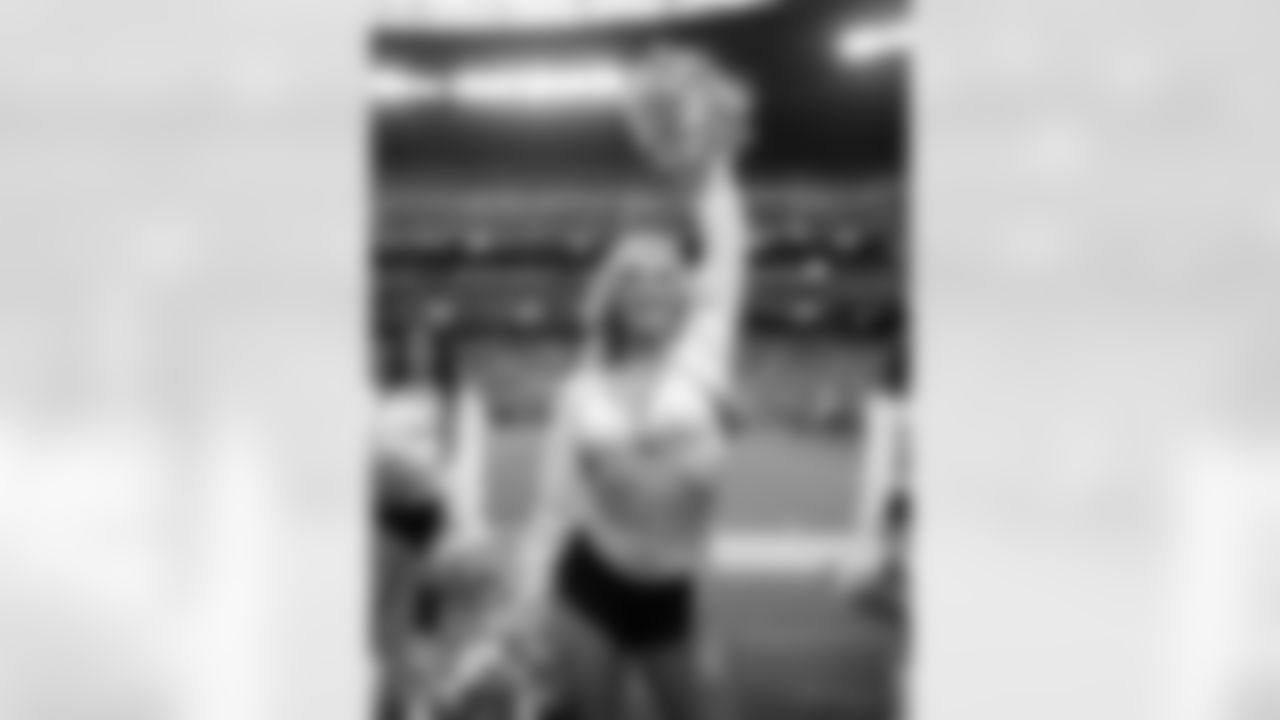 Raiderette Rachel on the sidelines during the regular season home game against the Chicago Bears.